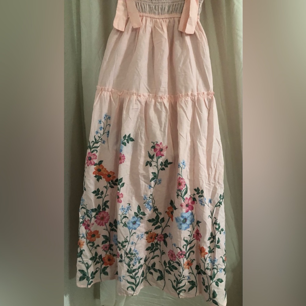 Trixxi floral hem smocked bodice bow strap garden dress size medium brand new - Picture 3 of 16